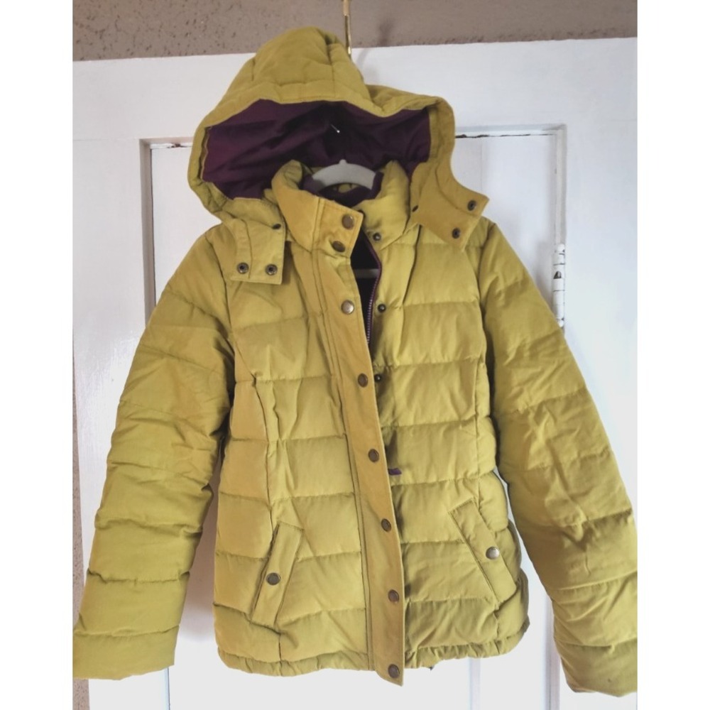 Boden Puffer Jacket Down filled feather hooded full zip yellow woman US 4 heavy